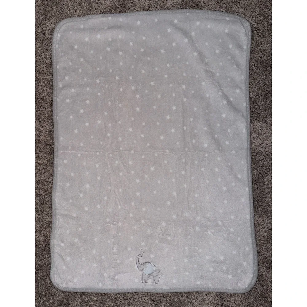 Parents Choice Gray Baby Blanket Elephant White Stars Plush Crib Lovey Walmart